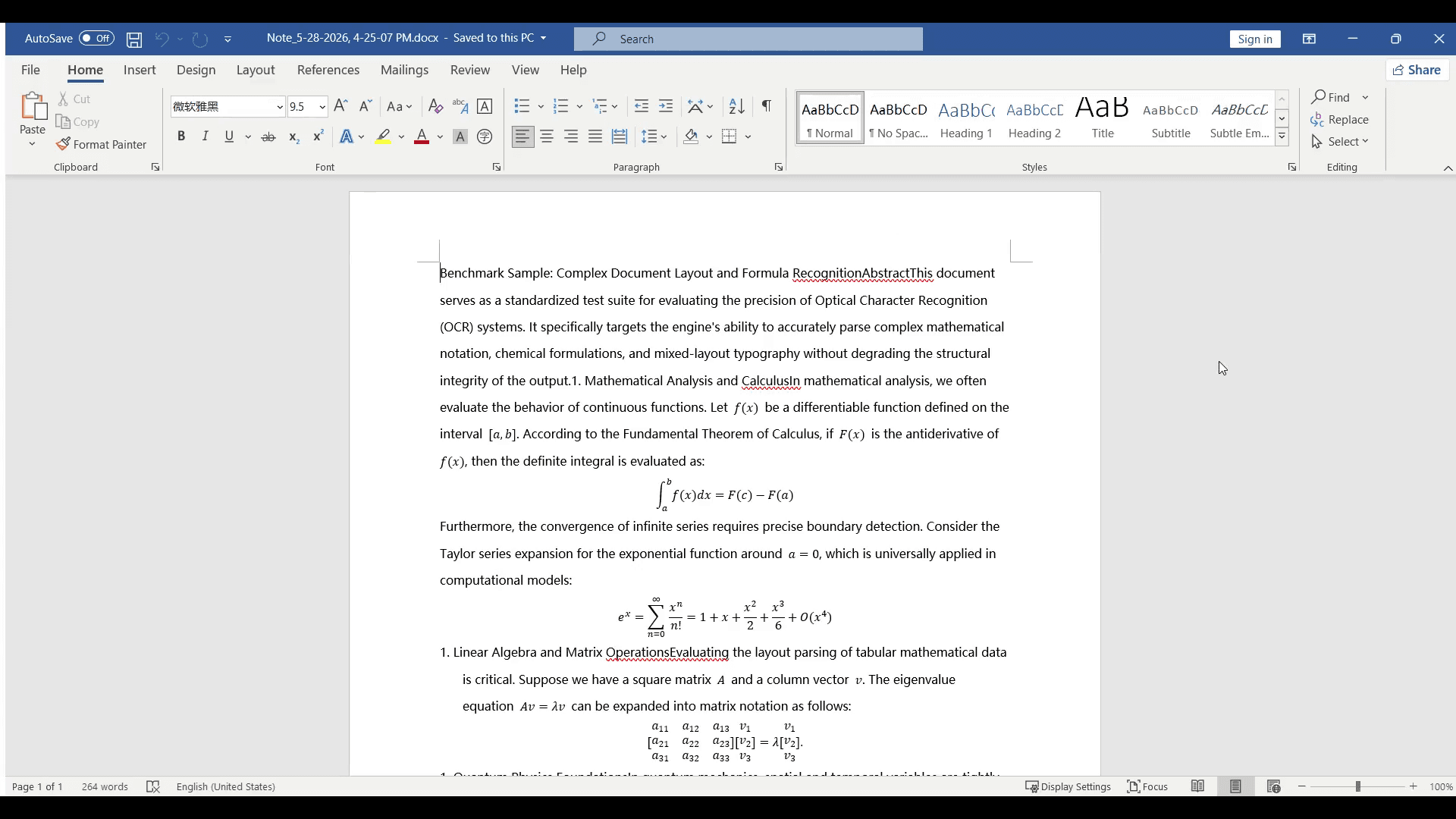 Word output from OCR