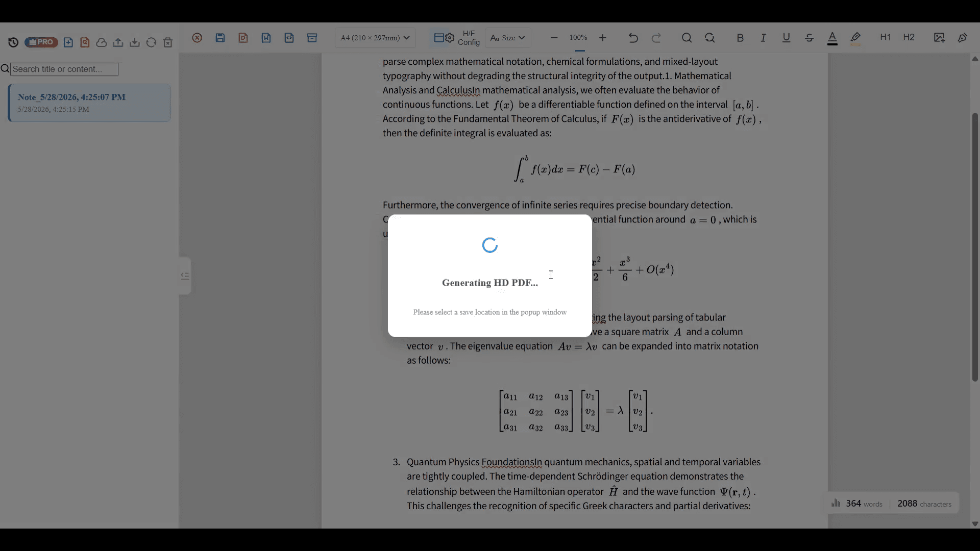 Scanned math PDF exported to Word with editable equations